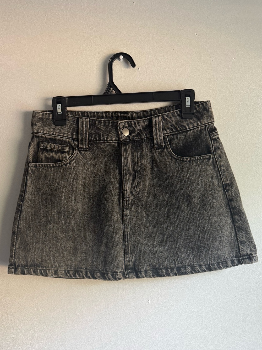 Altar'd State Faded Black Denim Mini Skirt